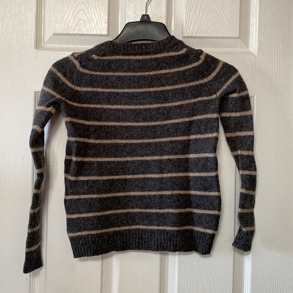 Wallace Grey Stripes Striped Wool Crewneck Sweater - Picture 6 of 10